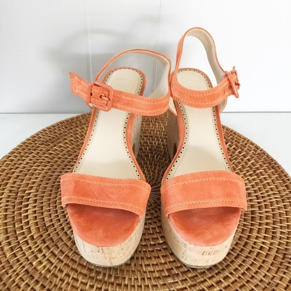 1901 Coral Crock Heels Size 7 M Platform Shoes Wedge - Picture 2 of 5